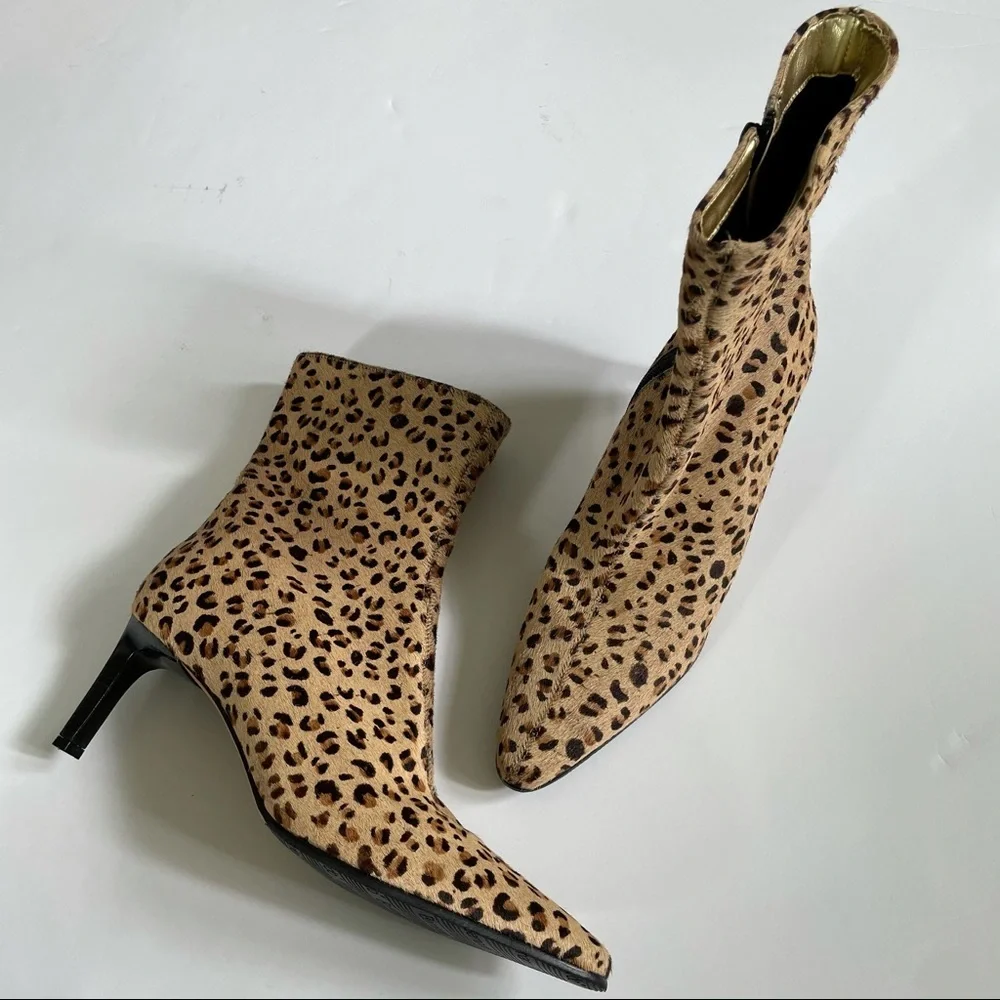 Bernardo Calf Hair Leopard Print Stiletto Boots - Picture 14 of 15